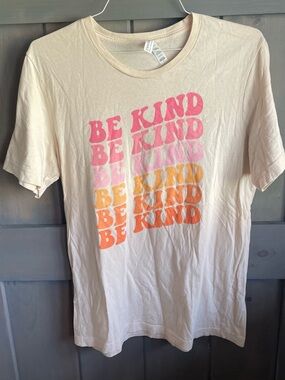 'Be Kind' Graphic Tee - Cream with Pink & Orange Print